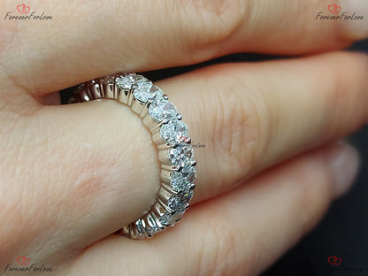 Oval Diamond Lab Grown Full Eternity Band Certified Oval Diamond Band Platinum Full Eternity Wedding Ring sharing Prong Diamond Band