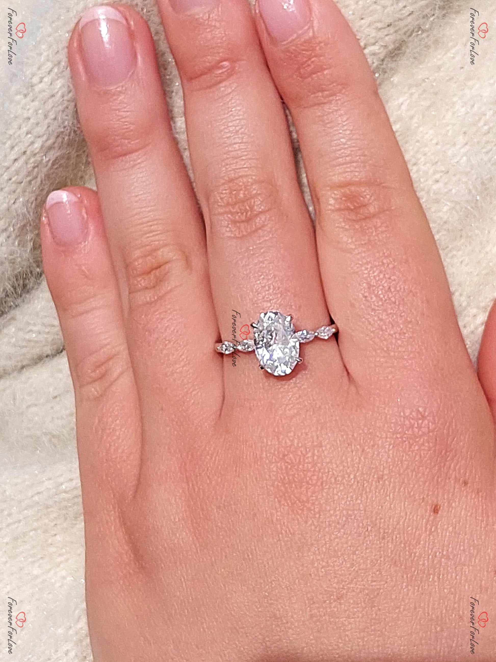 2 Ct Oval Diamond, Moissanite Engagement Ring