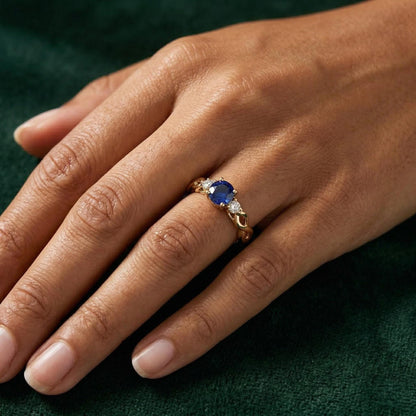 Round Blue Sapphire Engagement Ring