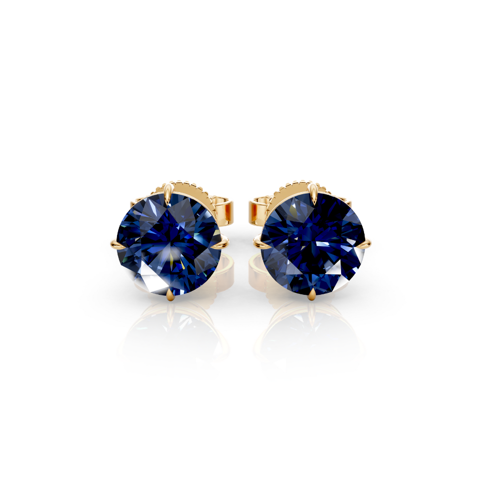 Round Cut Color Diamond Stud Earrings 1 Ct engagement ring in 10K Solid Gold — custom handcrafted by Forever For Love