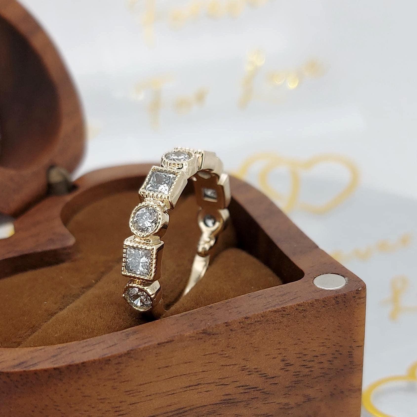 Round Lab Diamond Half Eternity Band