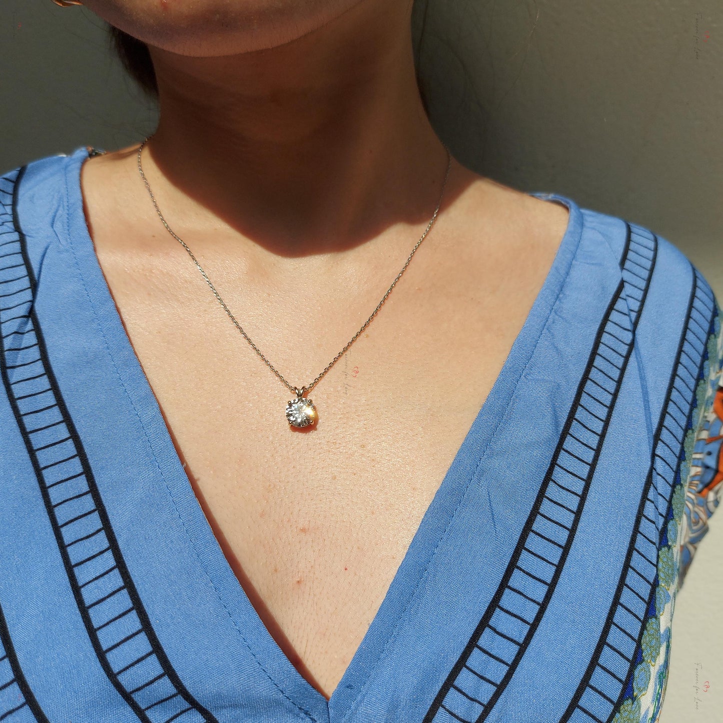 Round diamond Necklace, 14k White Gold, Dainty Minimalist Round Pendant, Real Diamond Womens Necklace, Special Gift For Her. 0.5 carat engagement ring in Gold or Platinum — custom handcrafted by Forever For Love