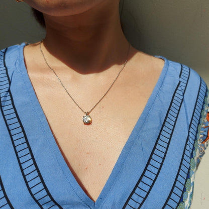Round diamond Necklace, 14k White Gold, Dainty Minimalist Round Pendant, Real Diamond Womens Necklace, Special Gift For Her.