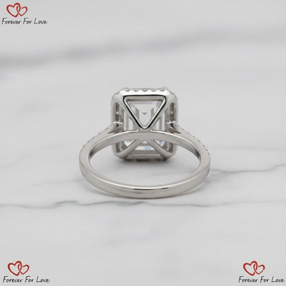 5 Ct IGI Certified Emerald Lab Diamond Halo Engagement Ring