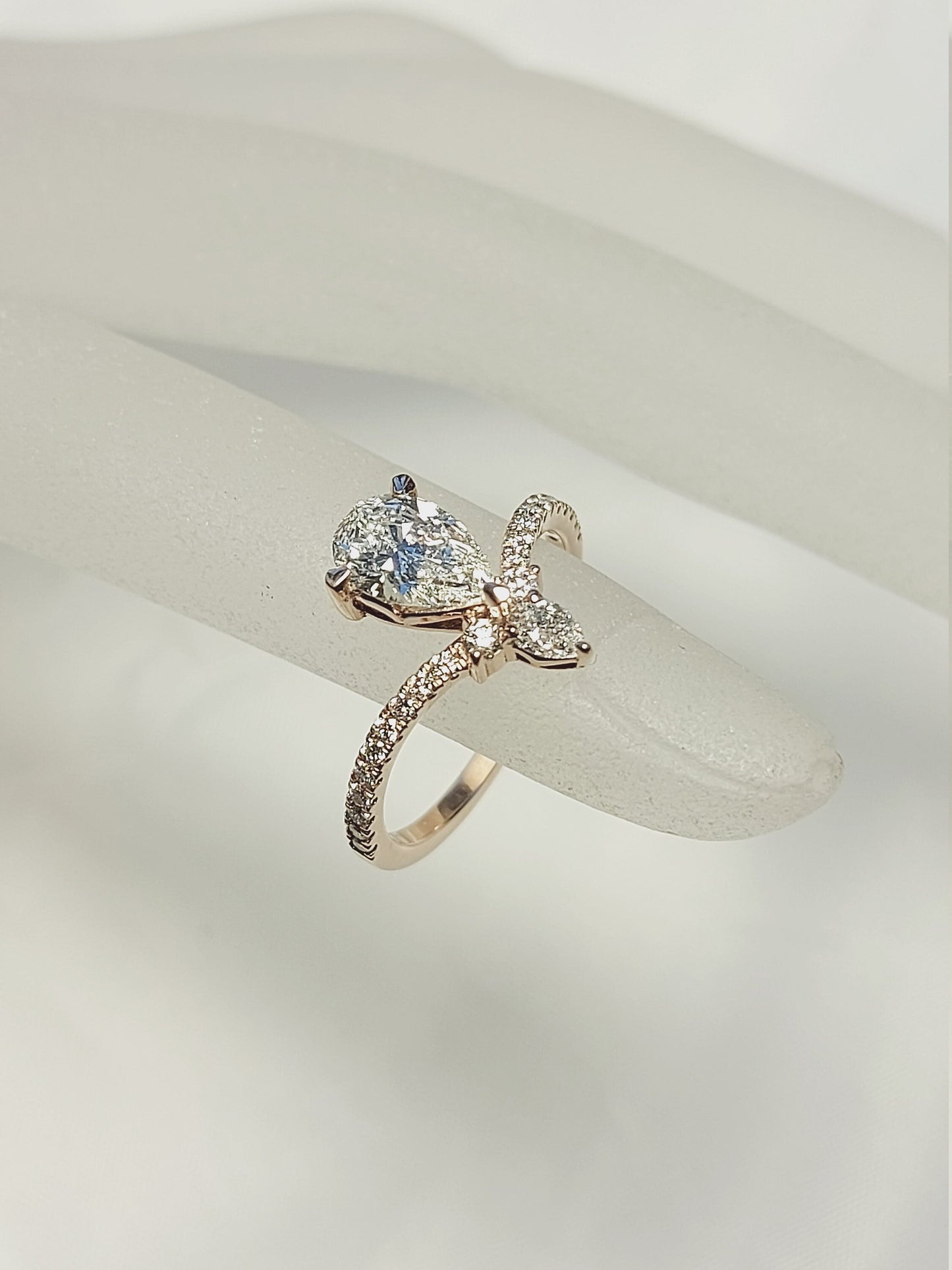 8 Ct IGI Certified Pear Lab Diamond Solitaire Engagement Ring Pear cut 1Ct Moissanite Brilliant Cut engagement ring in 935 Argentium Silver — custom handcrafted by Forever For Love
