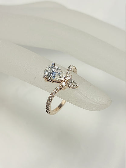 8 Ct IGI Certified Pear Lab Diamond Engagement Ring