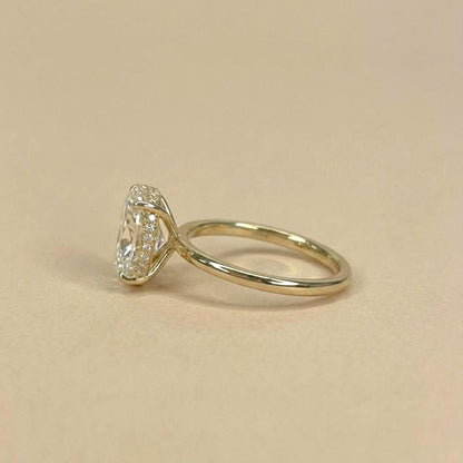 2 Ct IGI Certified Oval Lab Diamond Hidden Halo Engagement Ring