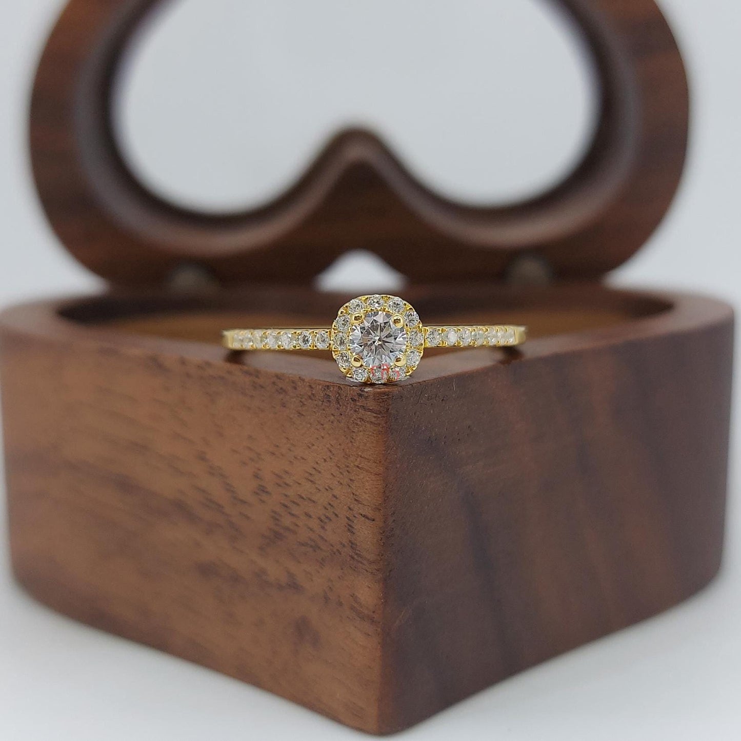 Round Natural Diamond Pave Band Halo Engagement Ring Round cut 1Ct Moissanite Brilliant Cut engagement ring in 935 Argentium Silver — custom handcrafted by Forever For Love