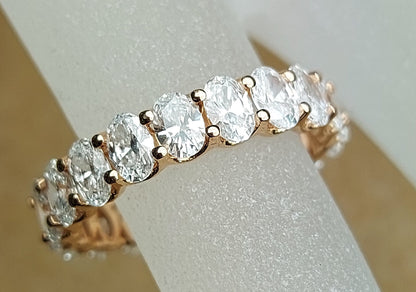 Full eternity band Moissanite wedding band vintage solid 14k solid gold Unique oval cut ring for woman anniversary ring