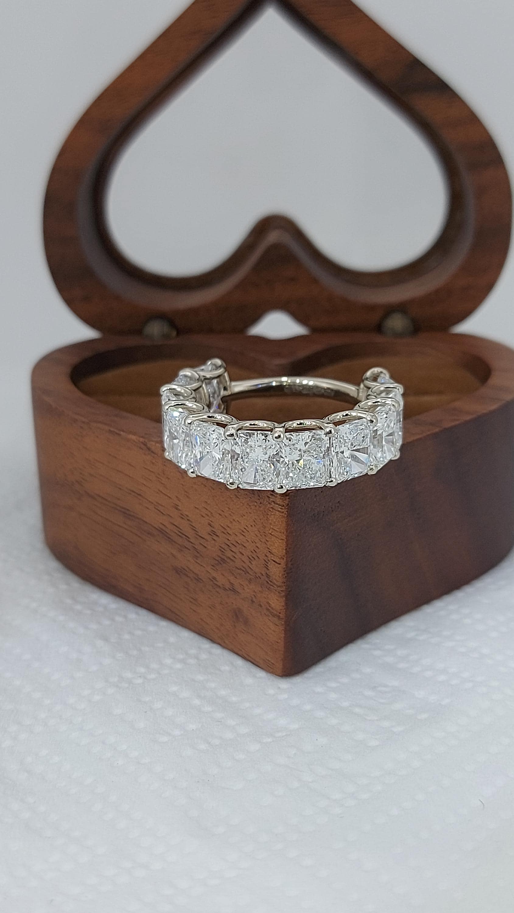 Radiant cut Lab Grown Diamond Wedding Band, Anniversary Band for her, 3/4th Eternity Band, Stackable Matching Band Gift for her.