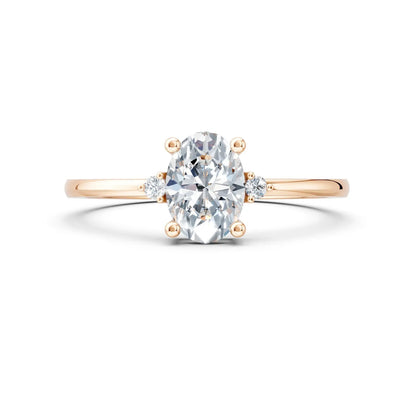 Oval Solitaire with tiny side stone Ring Forever For Love