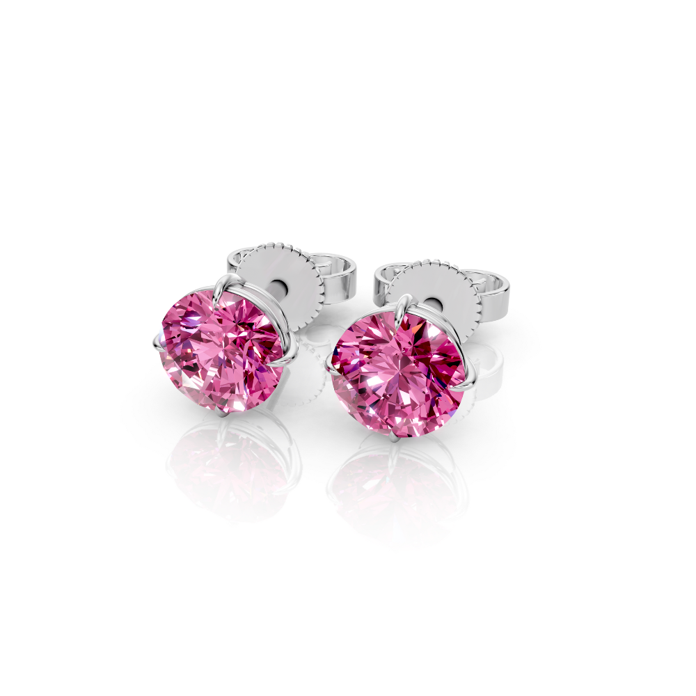 Round Cut Color Diamond Stud Earrings Forever For Love