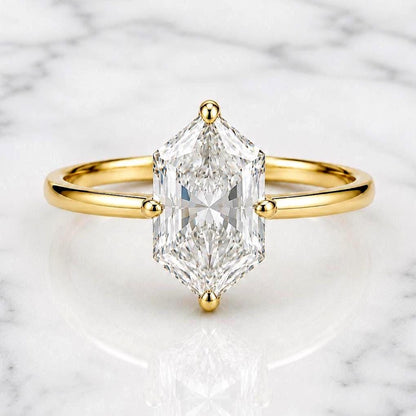 Marquise Diamond Engagement Ring Genuine Lab Grown Diamond With colored side stones Proposal Ring for Her Six Claw Prong Setting Ring Gift