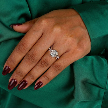 Radiant Cut Diamond Nature Inspired Wedding Ring, Leaf and Petals Design Engagement Ring, Unique Promise Ring for Her, Anniversary Gift Ring