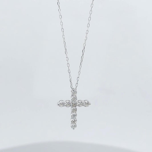 14k Solid Gold Diamond Cross Necklace for Women,Diamond Cross Pendant, Religious Jewelry, Christian Faith Pendant, Cross Gift for Women