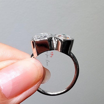 Emerald Moissanite Engagement Ring
