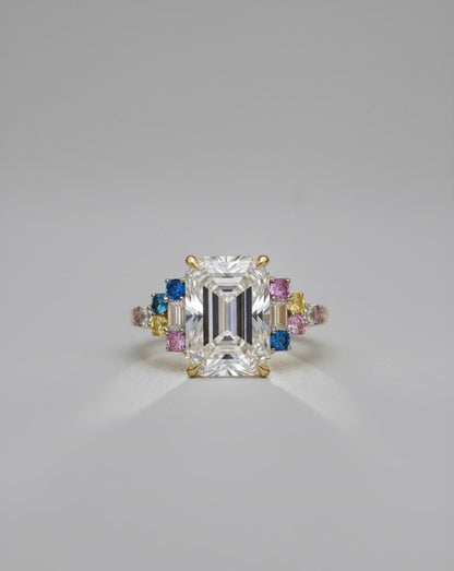 8 Ct IGI Certified Emerald Lab Diamond, Emerald Engagement Ring