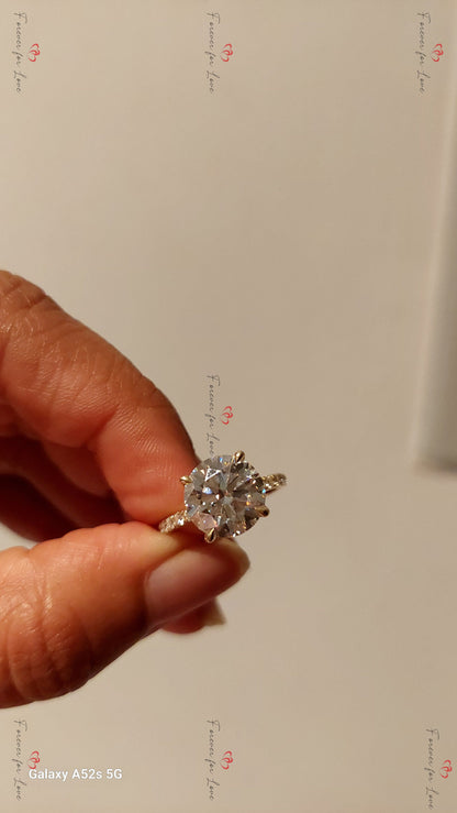 3 Ct Round Lab Diamond Hidden Halo Engagement Ring