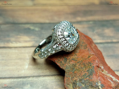 Asscher Diamond Solitaire Engagement Ring