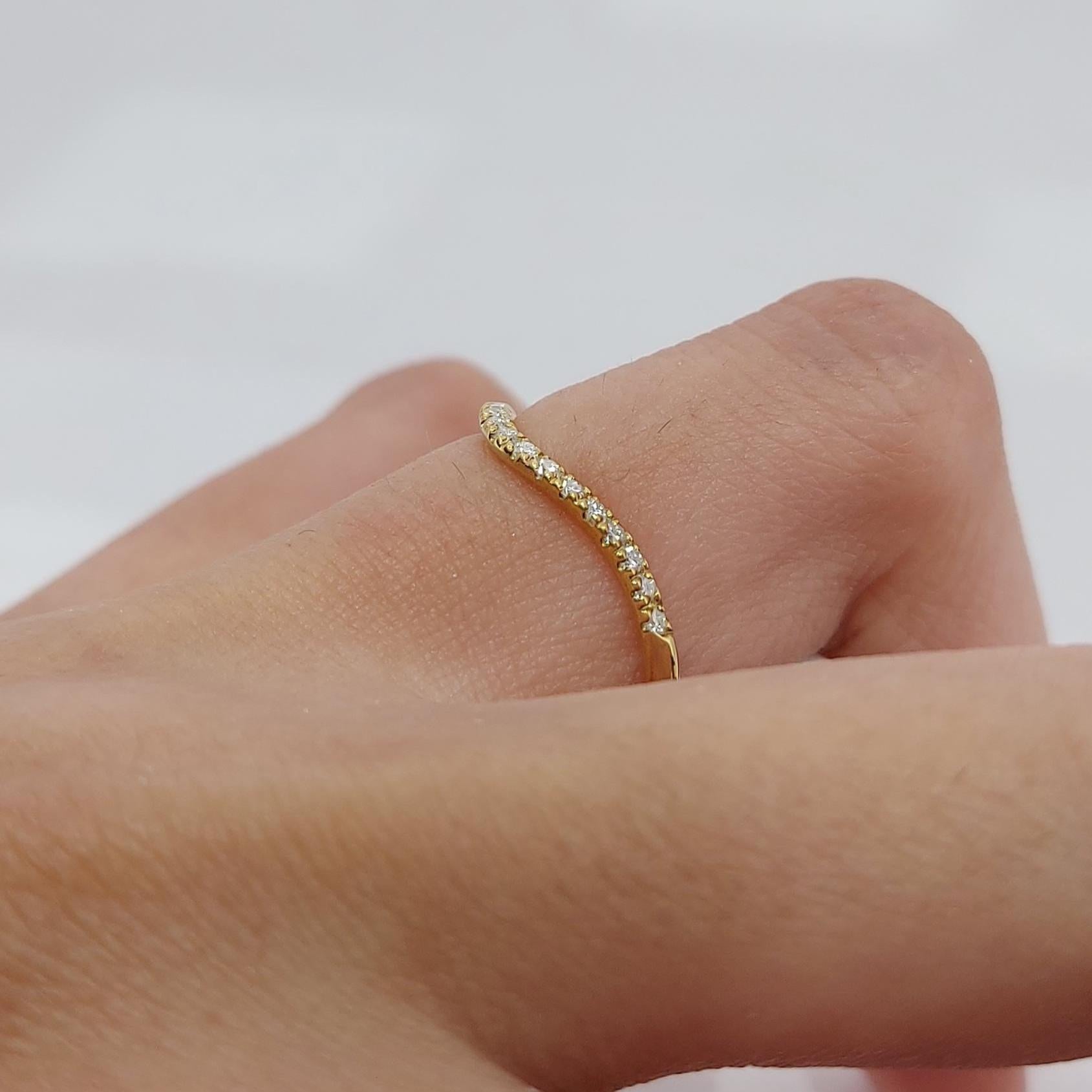 Chevron Stacking Ring, Round Lab Grown Diamond Curved Wedding Band Women,14k Solid Gold Stackable Ring, Thin Wishbone Ring Enhancer