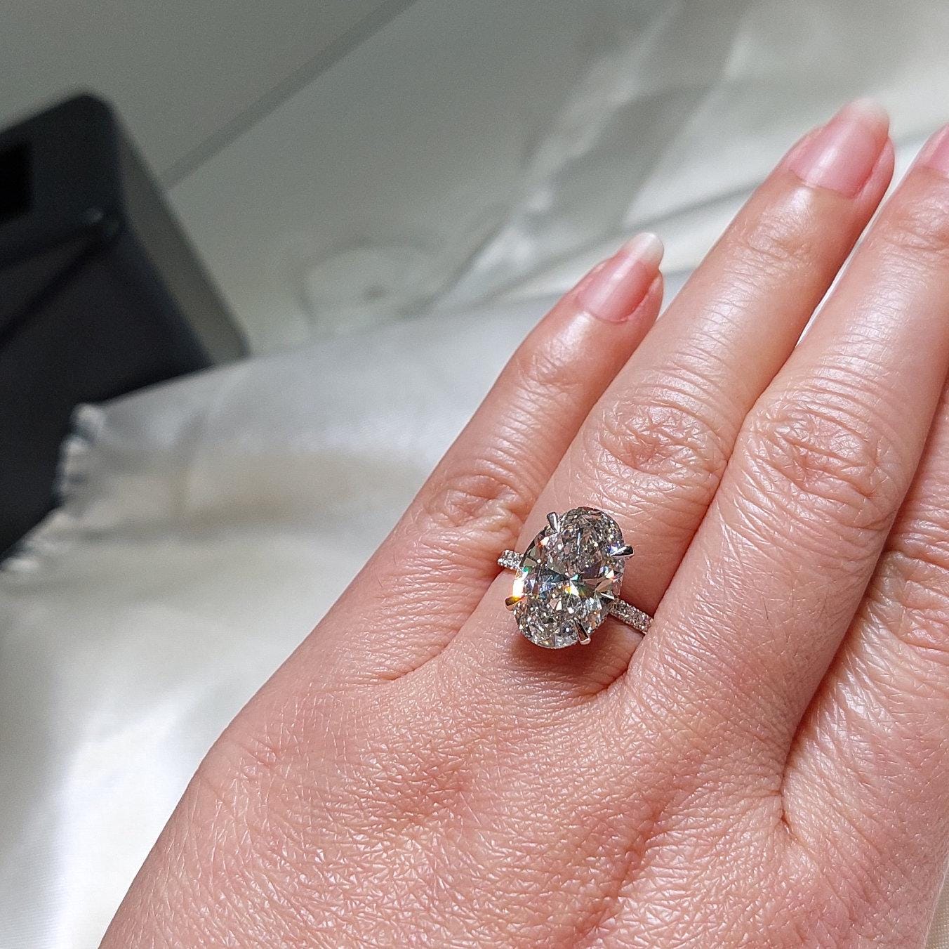 8 Ct Oval Diamond, Moissanite Engagement Ring