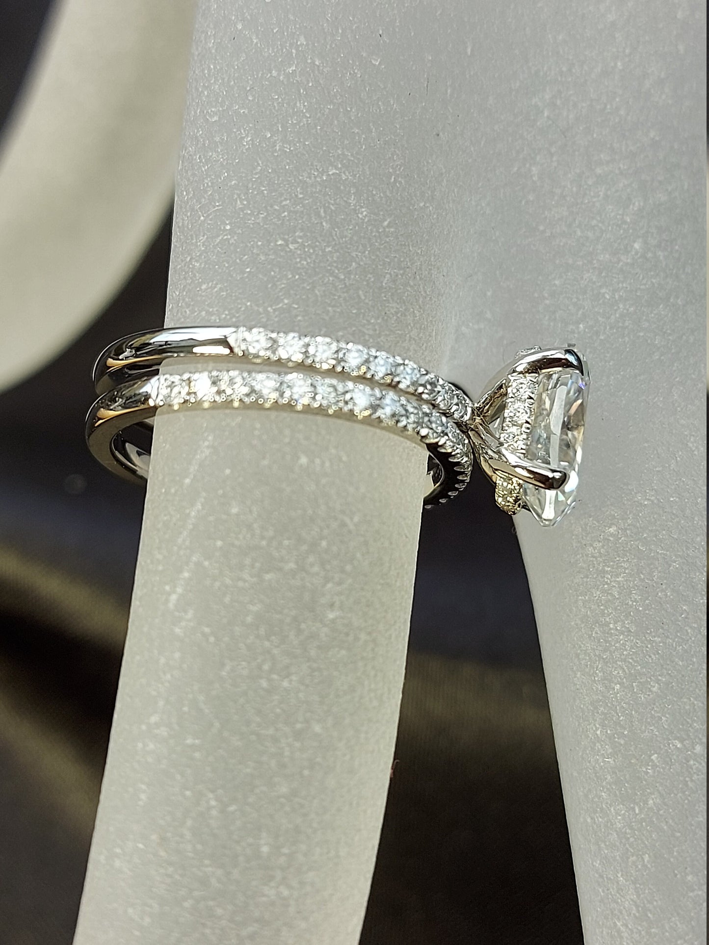 1.8 Ct Oval Moissanite Eternity Band Oval cut Moissanite Brilliant Cut engagement ring in 935 Argentium Silver — custom handcrafted by Forever For Love