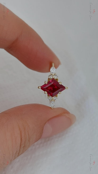 Marquise Red Diamond, Ruby Engagement Ring
