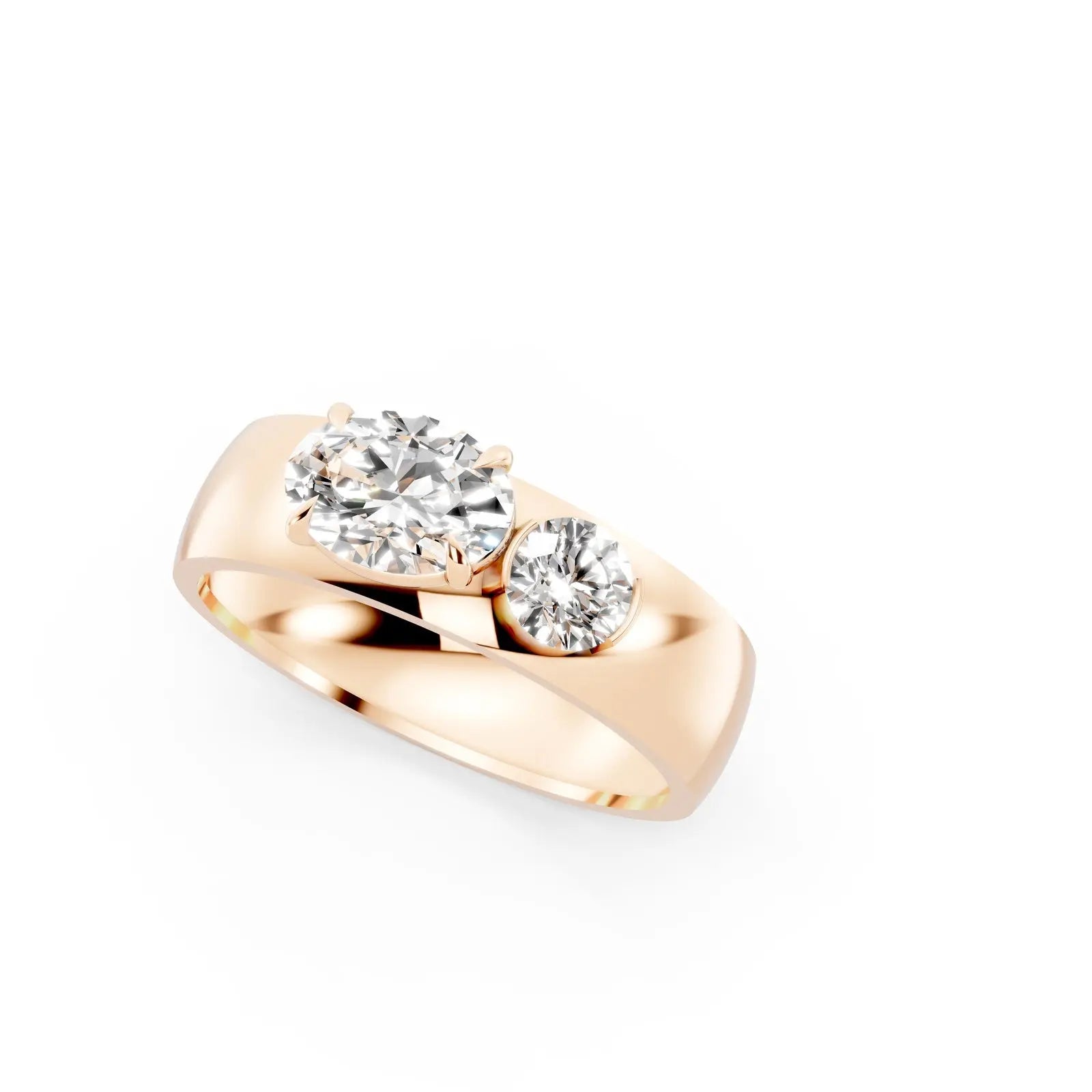 Oval Two-Stone Chunky Engagement Ring Forever For Love