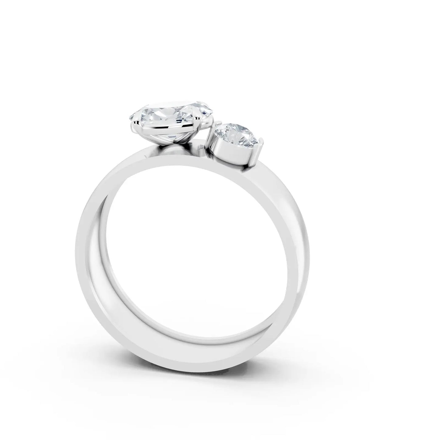 Oval Two-Stone Chunky Engagement Ring Forever For Love