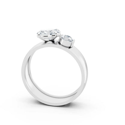 Oval Two-Stone Chunky Engagement Ring Forever For Love