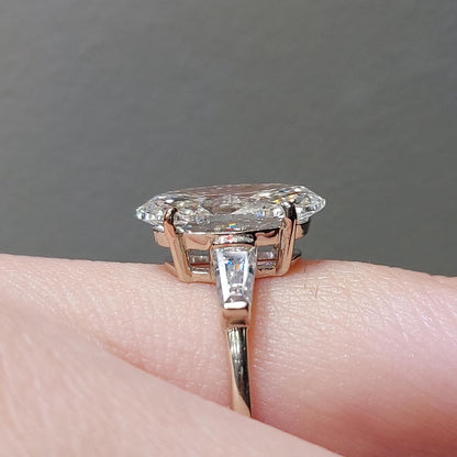 5 Ct Oval Lab Diamond Three Stone Engagement Ring
