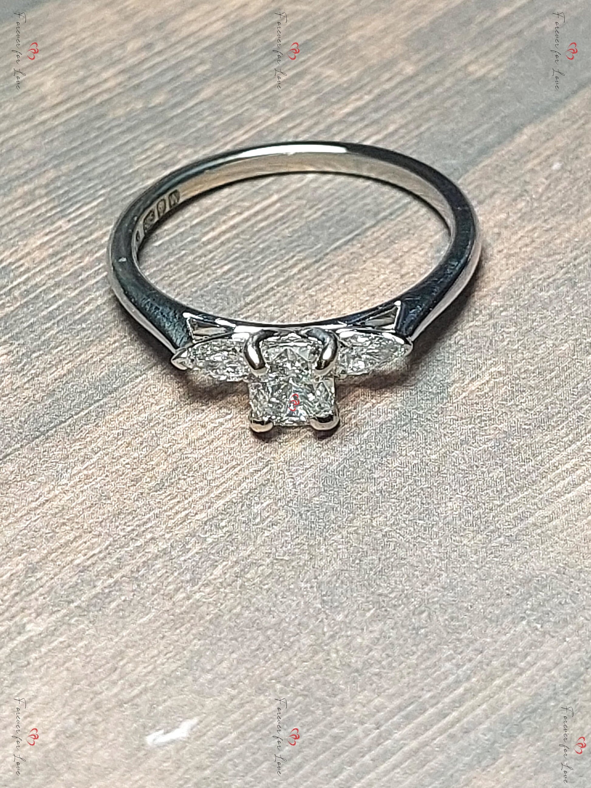 Cushion Lab Diamond, Moissanite Three Stone Engagement Ring