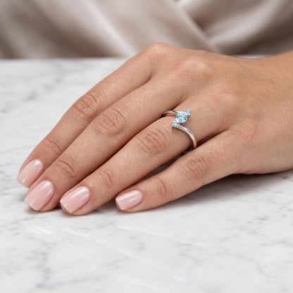 0.3ct Round Aquamarine Engagement Ring 14K White Gold Women Wedding Ring Bridal Art Deco Gemstone Ring Anniversary Gift for her.