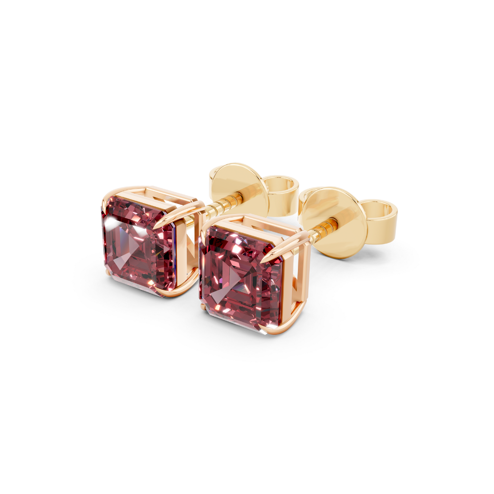 Asscher Cut Farbige Diamant-Ohrstecker Moissanite engagement ring in 10K Massivgold — custom handcrafted by Forever For Love