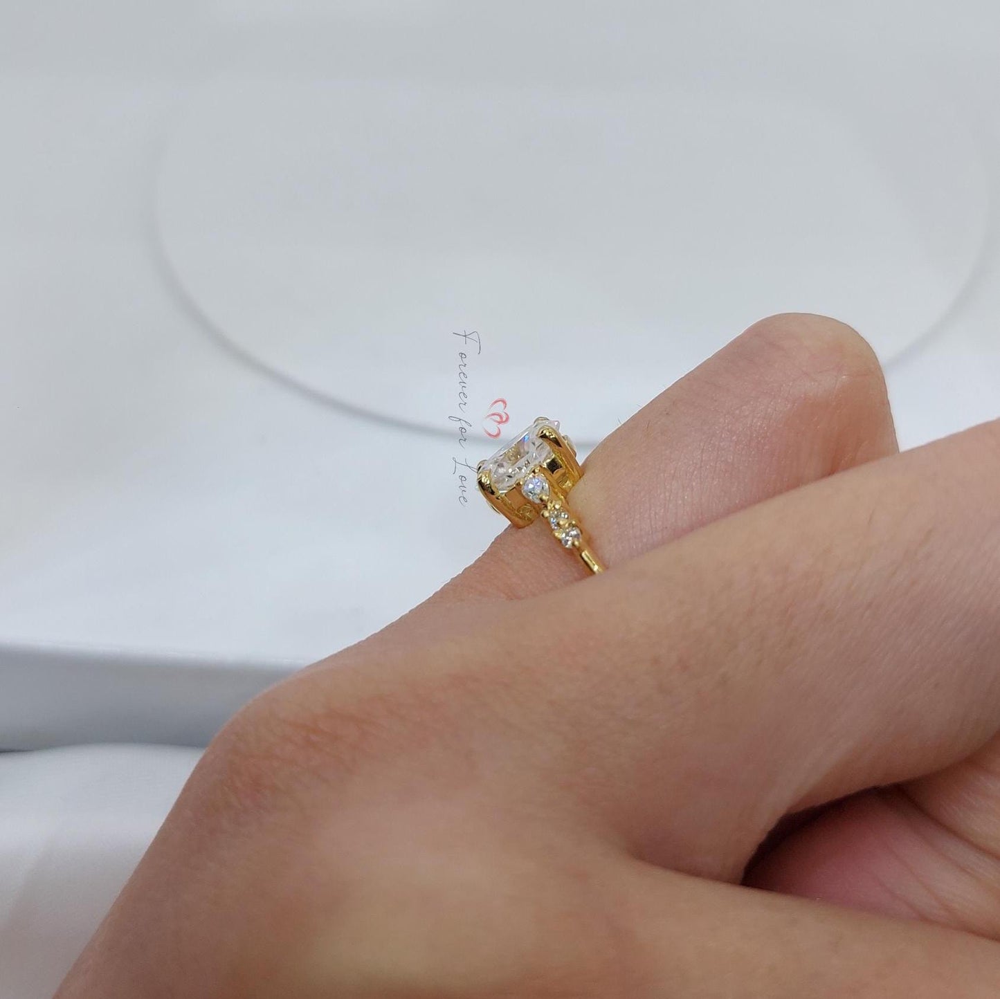 3 Ct Oval Moissanite Engagement Ring Oval cut 6*8mm Moissanite engagement ring in Gold or Platinum — custom handcrafted by Forever For Love