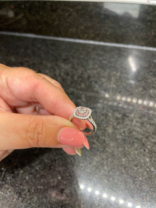0.5 Ct IGI Certified Cushion Pink Diamond, Sapphire Engagement Ring