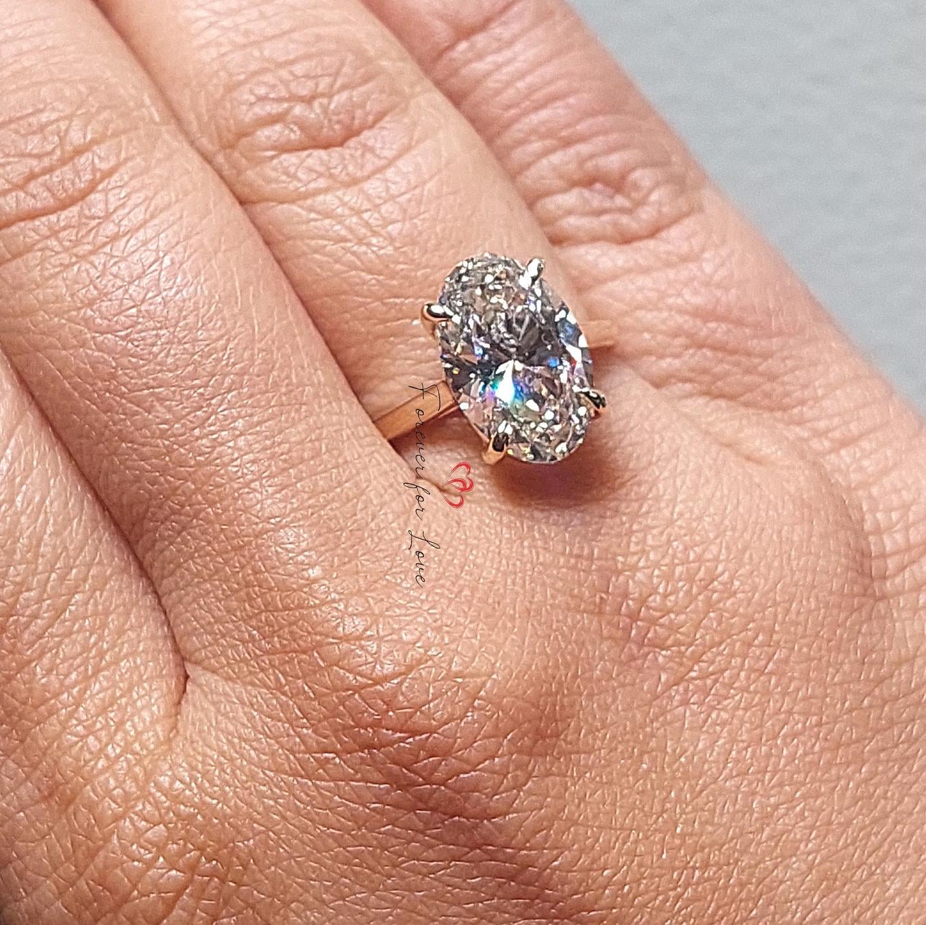 3.6 Ct Oval Lab Diamond Engagement Ring