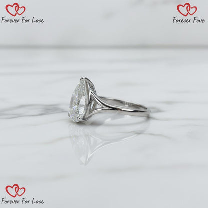 3 Ct IGI Certified Pear Lab Diamond Solitaire Engagement Ring