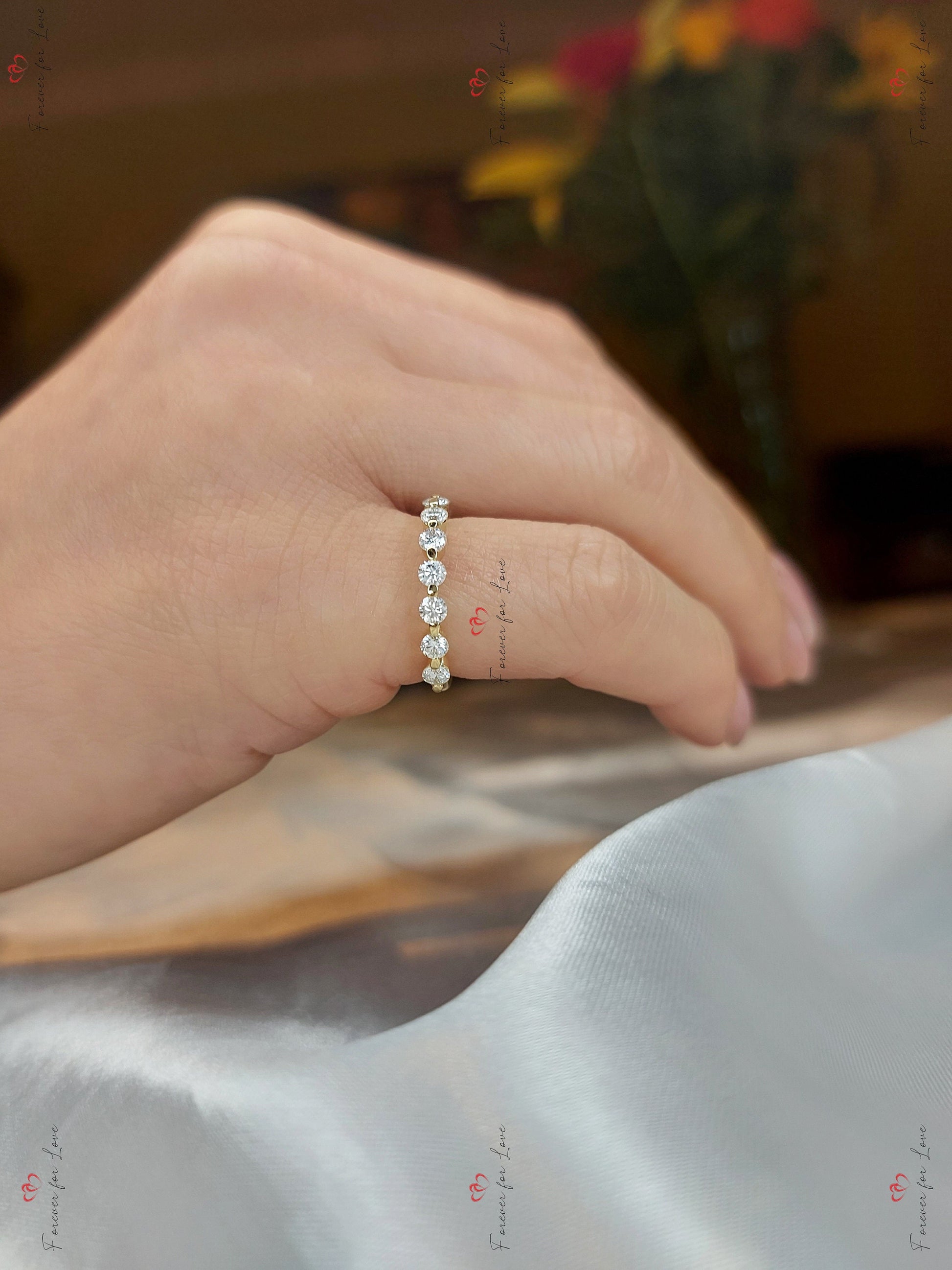 Round Lab Diamond Wedding Band