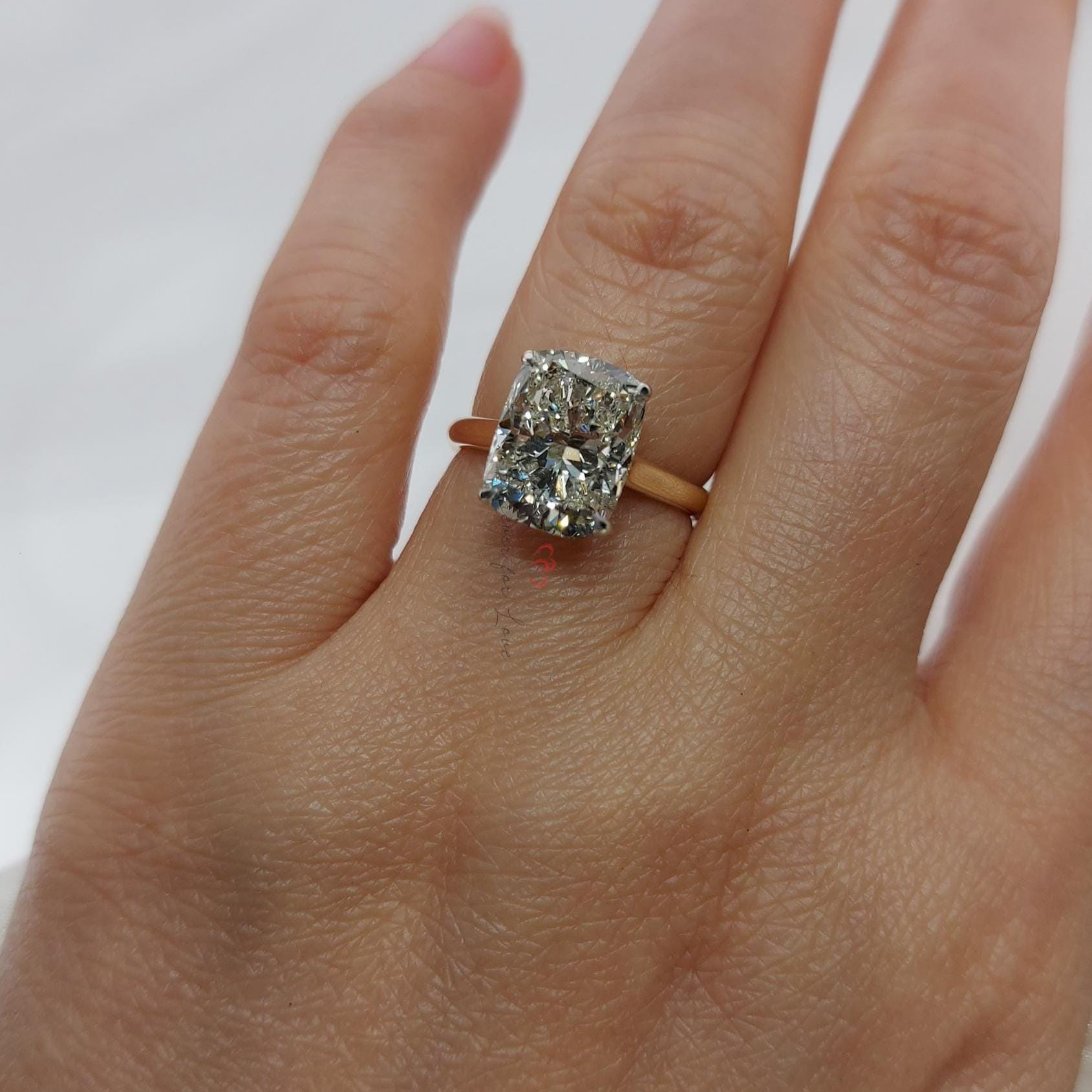 5 Ct Cushion Lab Diamond Engagement Ring