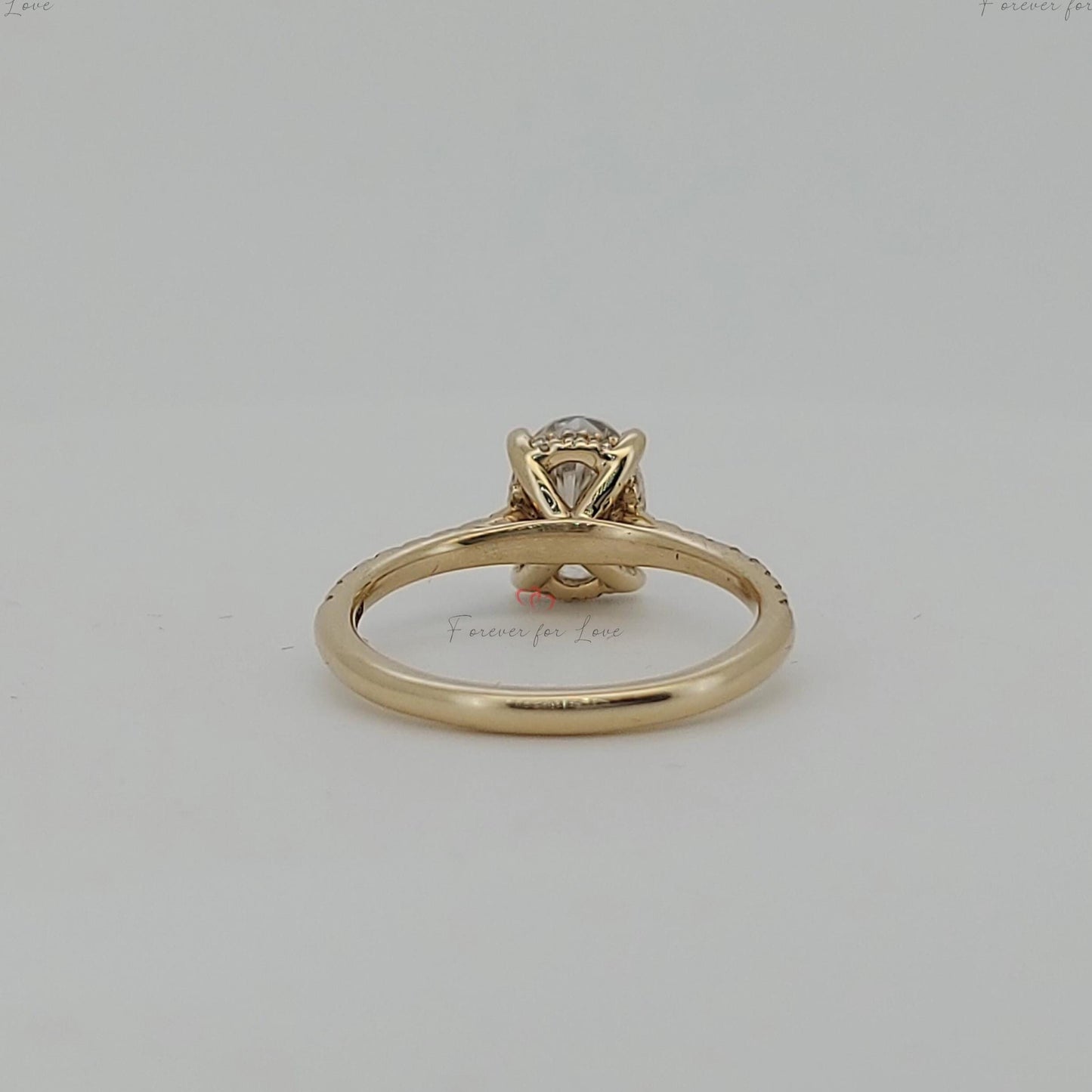 1.5 Ct IGI Certified Oval Diamond with Baguette Accents Ring Oval cut 1Ct Moissanite Brilliant Cut engagement ring in 935 Argentium Silver — custom handcrafted by Forever For Love