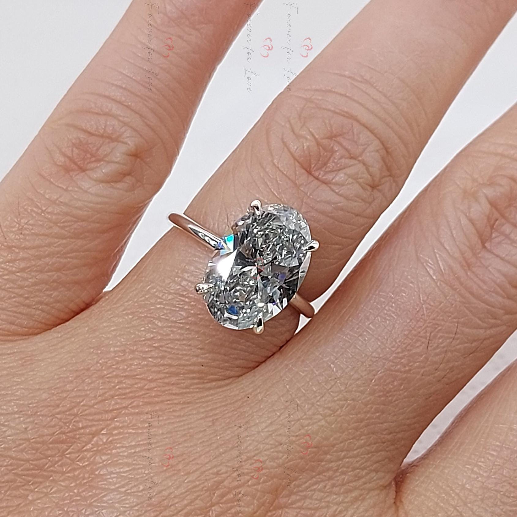 5 Ct Oval Lab Diamond Solitaire Engagement Ring