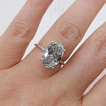 5 Ct Oval Lab Diamond Solitaire Engagement Ring