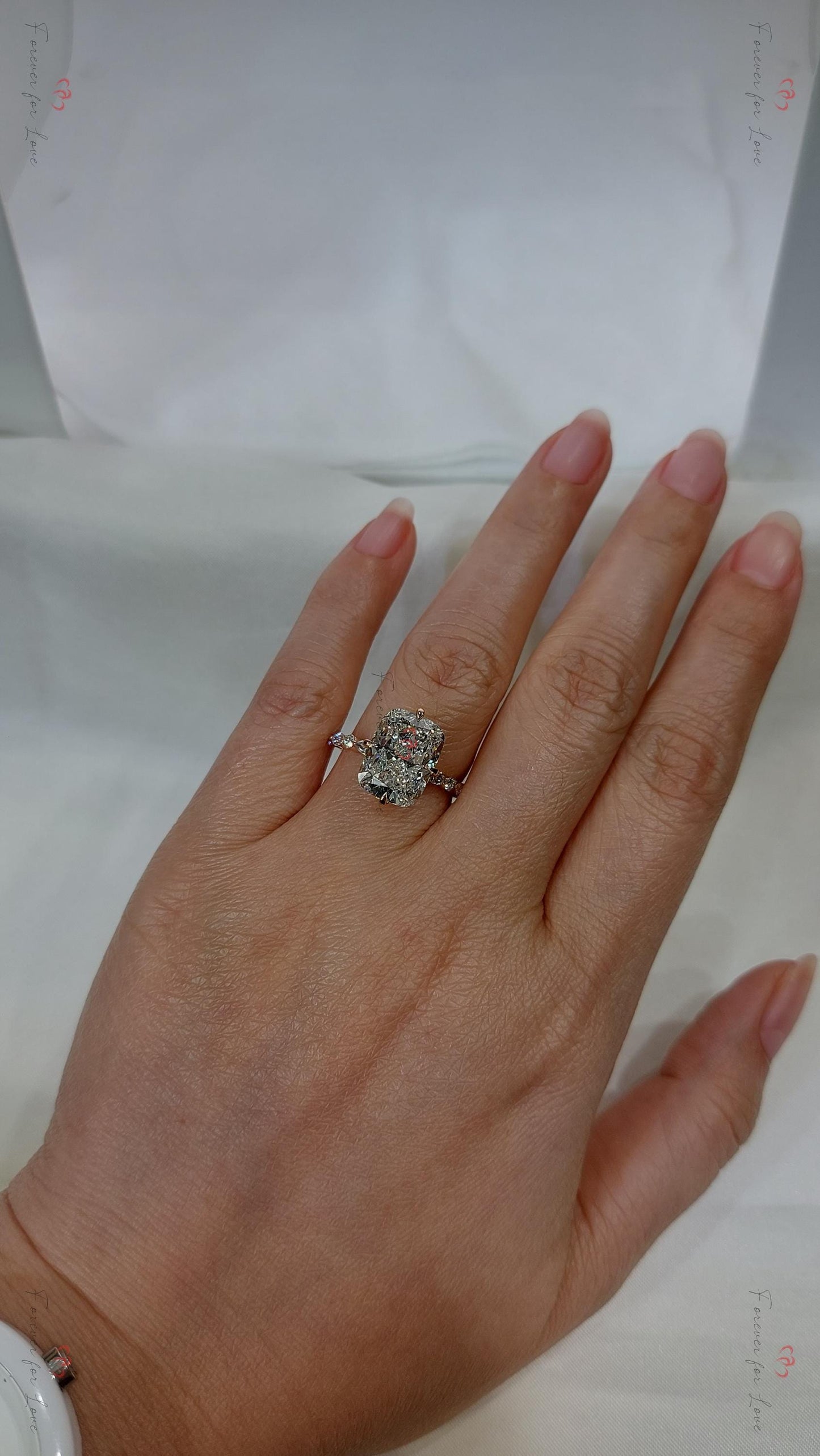 6 Ct IGI Certified E VVS2 Cushion Lab Diamond Solitaire Engagement Ring Cushion cut 1Ct Moissanite Brilliant Cut engagement ring in 935 Argentium Silver — custom handcrafted by Forever For Love