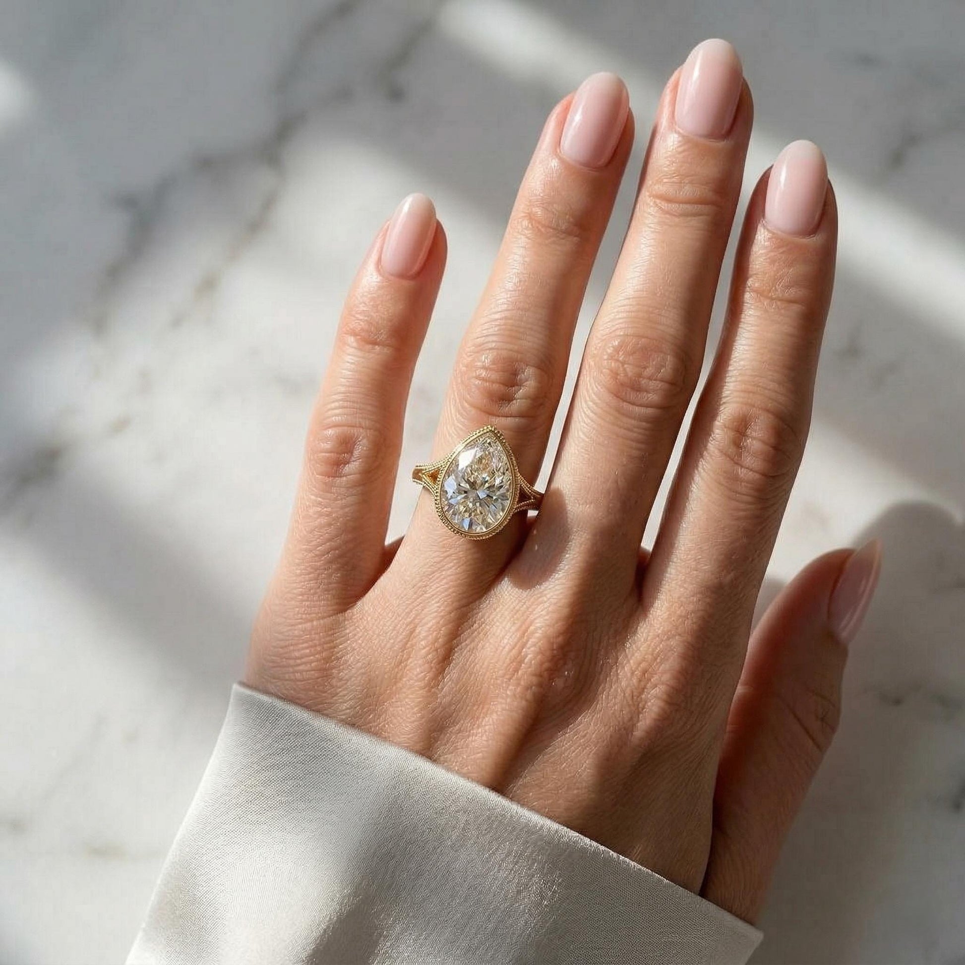 3.5 Ct IGI Certified Pear Lab Diamond Ring