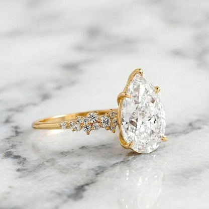 3.25 Ct IGI Certified Pear Lab Diamond Engagement Ring