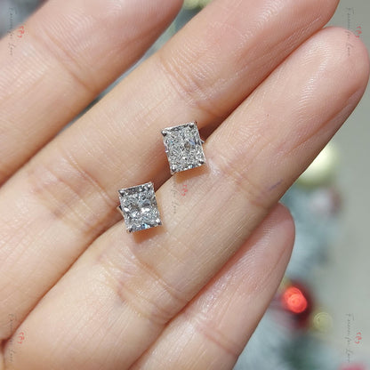 Clous d'oreilles taille radiant / Clous d'oreilles taille radiant / Clous d'oreilles en or 14 carats / Clous d'oreilles taille radiant 1 carat poids total / Cadeau pour maman