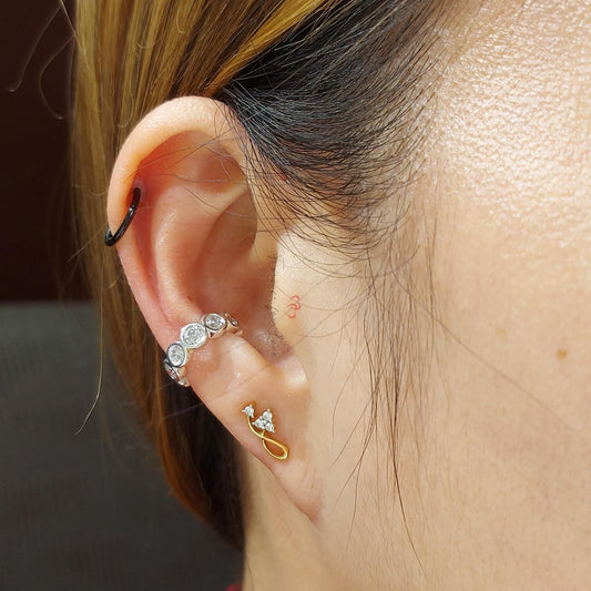14K Gold Genuine Diamond Ear Cuff, 3 MM Diamond Ear Cuff Earrings, Cartilage Piercing Earring, Classic Wedding Earrings