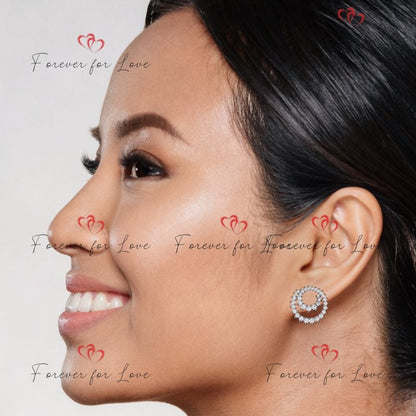 14Kt Gold Diamond Earrings, 0.5 Ct Diamond Open Circle Earrings, Round Shape Earrings, Lab Grown Diamond Dangle Stud Earrings