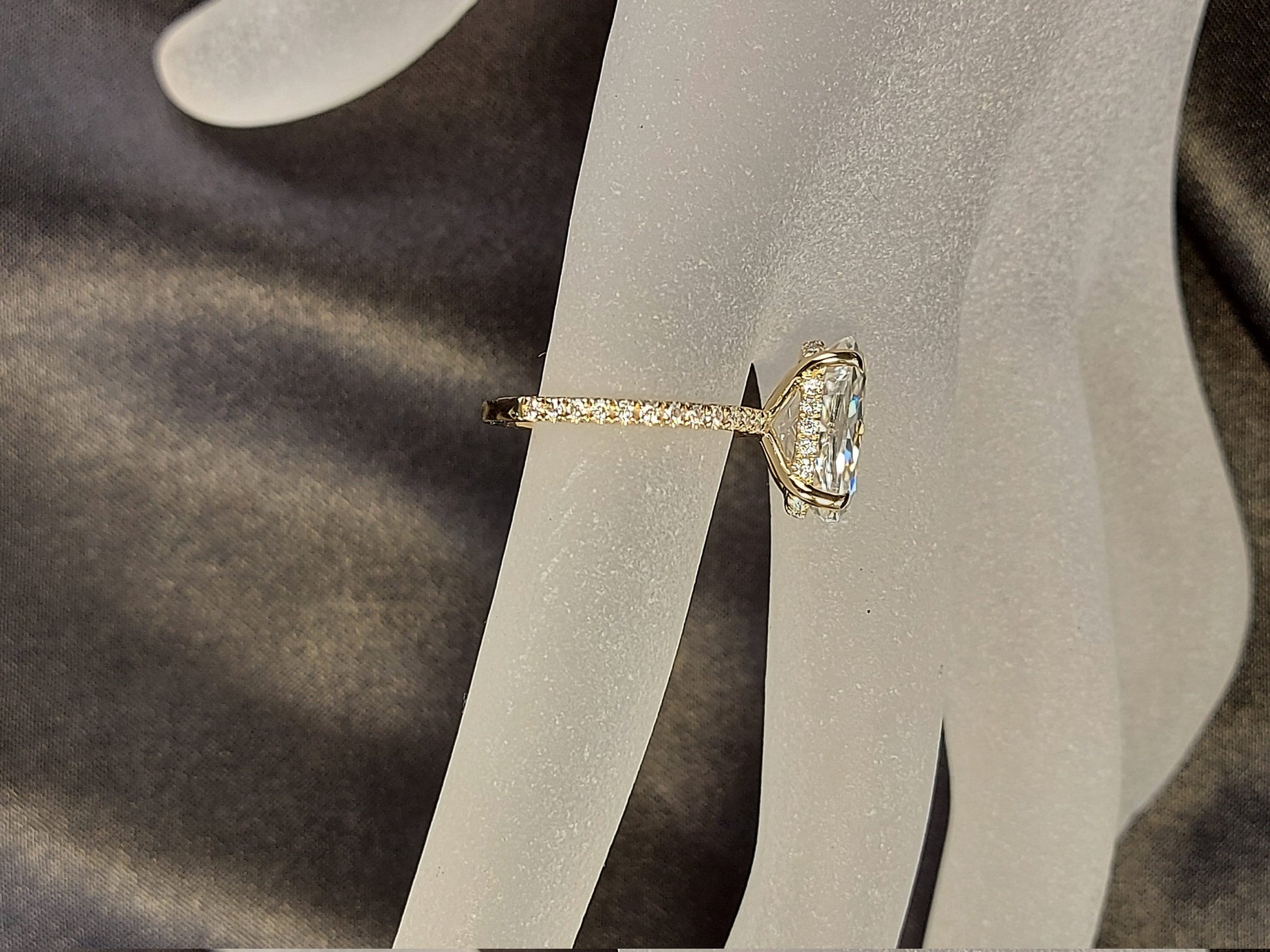 6 CT Moissanite Engagement Ring in Hidden Halo, 14*9mm Elongated Crushed Ice Oval Cut Ring, Modern Oval Diamond Ring, 14k Solid Yellow Gold